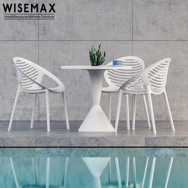 WISEMAX FURNITURE Modern colorful water proof armchair stackable black armrest outdoor garden pp chair for dining room furniture