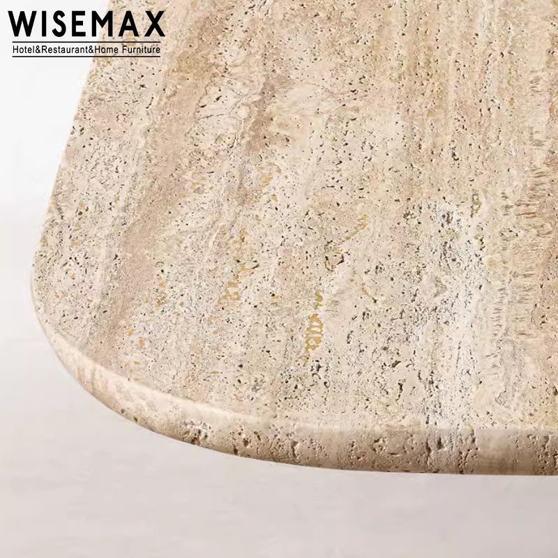 WISEMAX FURNITURE Contemporary luxury travertine dining table hotel villa large size rectangle marble dinning table for 10 seats