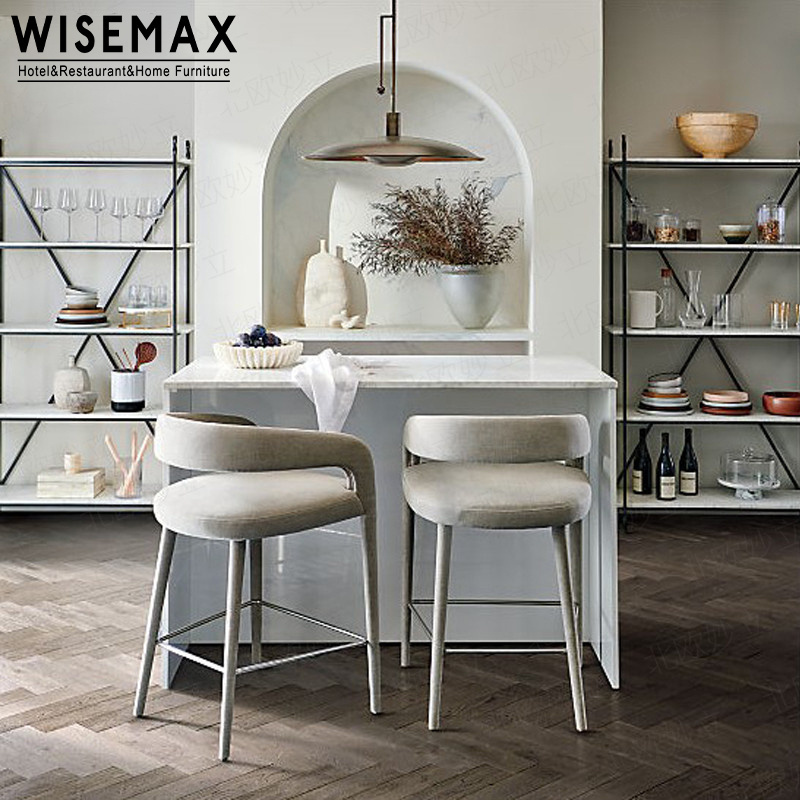 WISEMAX FURNITURE Luxury Restaurant Bar Furniture Stool Chair Eco Friendly Top Modern Design Wood Stool Upholstered Bar Stools