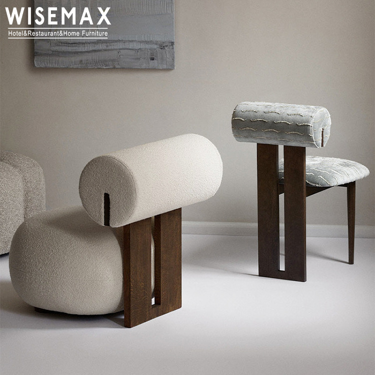 WISEMAX  FURNITURE luxury designer restaurant furniture velvet fabric dining chairs wooden legs retro backrest dining chairs