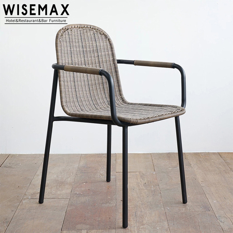 WISEMAX Wicker Patio Outdoor Furniture Aluminum Rattan /Wicker Dining Chair With Wood Table Set Balcony Outdoor Furniture