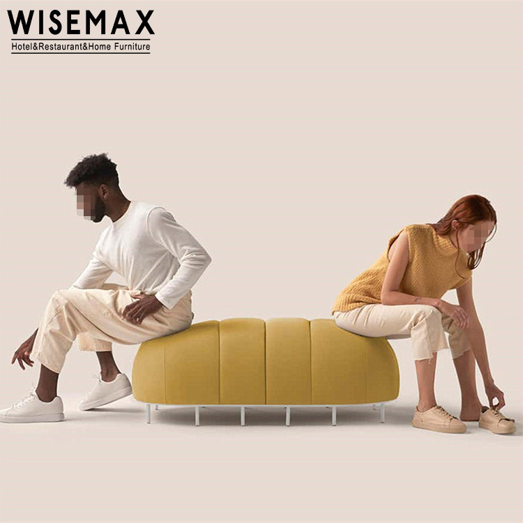 WISEMAX FURNITURE hotel lobby combination s shaped sofas set fabric long ottoman bed end bench modular sofa with side table