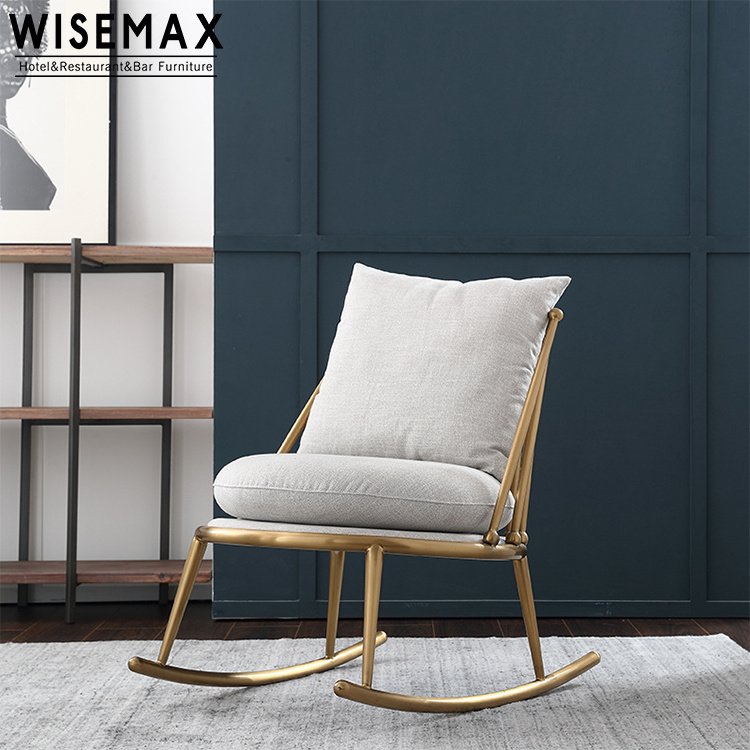 WISEMAX FURNITURE Modern light luxury iron stainless steel sofa chair rocking chair single sofa lounge chair