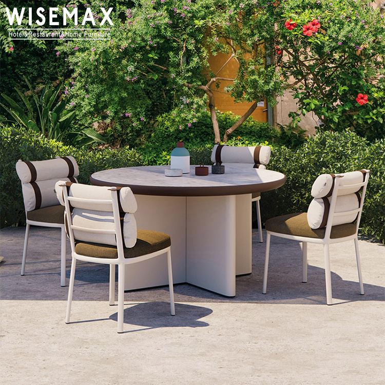 WISEMAX FURNITURE outdoor furniture patio chair set aluminium frame waterproof cushion dining chair table set for hotel garden