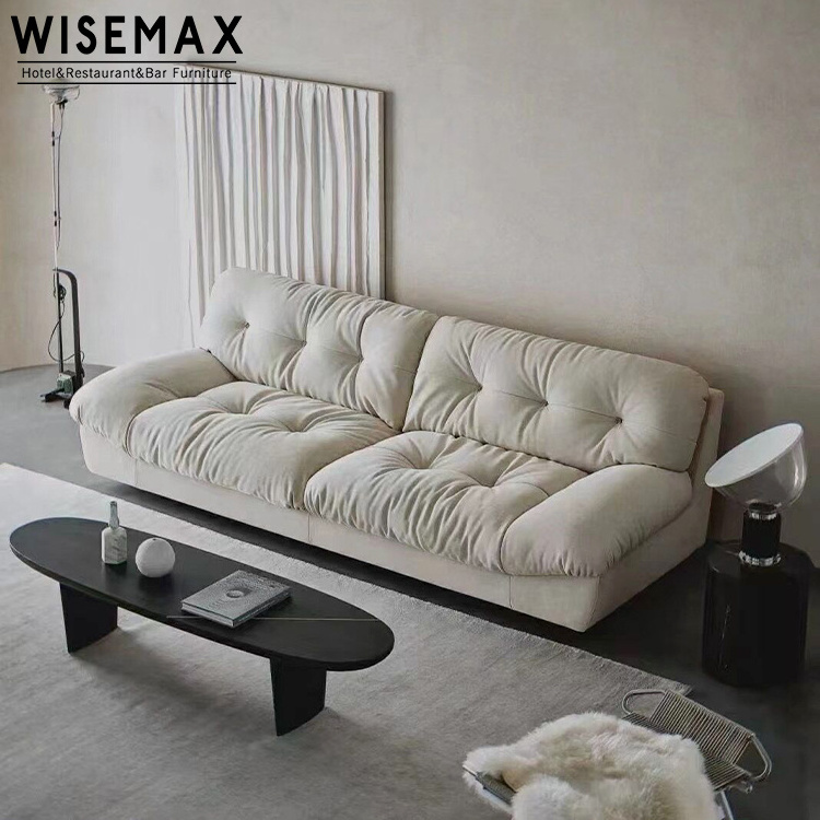 WISEMAX FURNITURE Modern designer living room furniture suede fabric comfortable feather chesterfield sectional sofa couch sofa