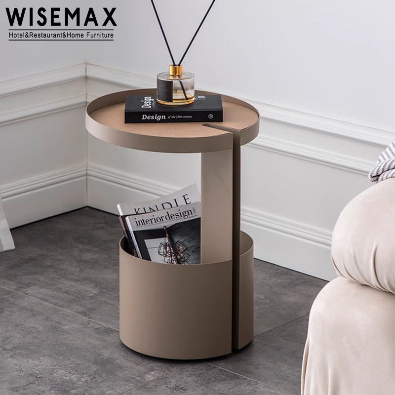 WISEMAX FURNITURE Nordic home furniture living room wooden top metal frame sofa side end coffee table for home hotel