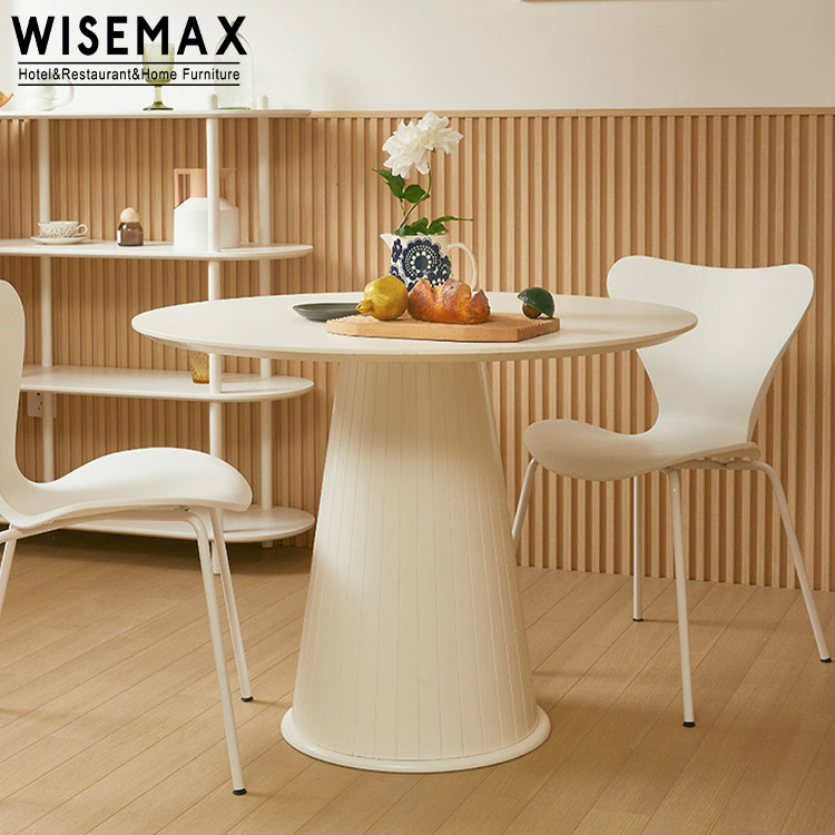 WISEMAX FURNITURE Hot sale dining room furniture strong stable round HDF top dining table for home restaurant