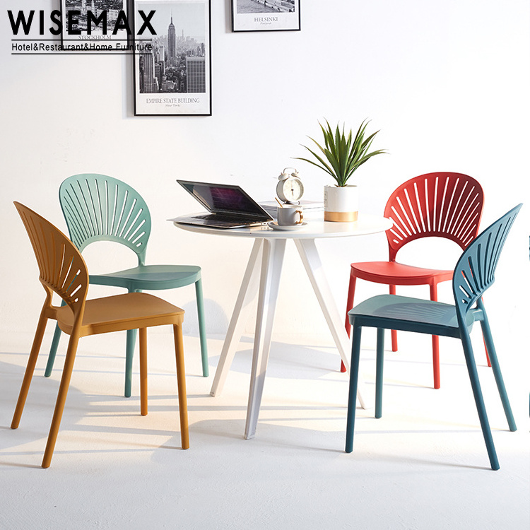 WISEMAX FURNITURE Modern water proof stackable plastic chair backrest durable outdoor accent chair for dining room stool chair