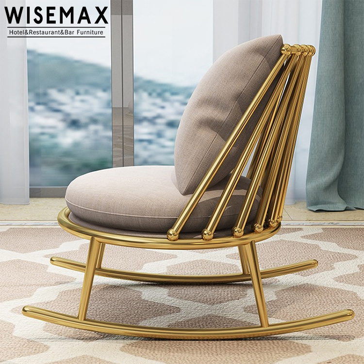 WISEMAX FURNITURE Modern light luxury iron stainless steel sofa chair rocking chair single sofa lounge chair