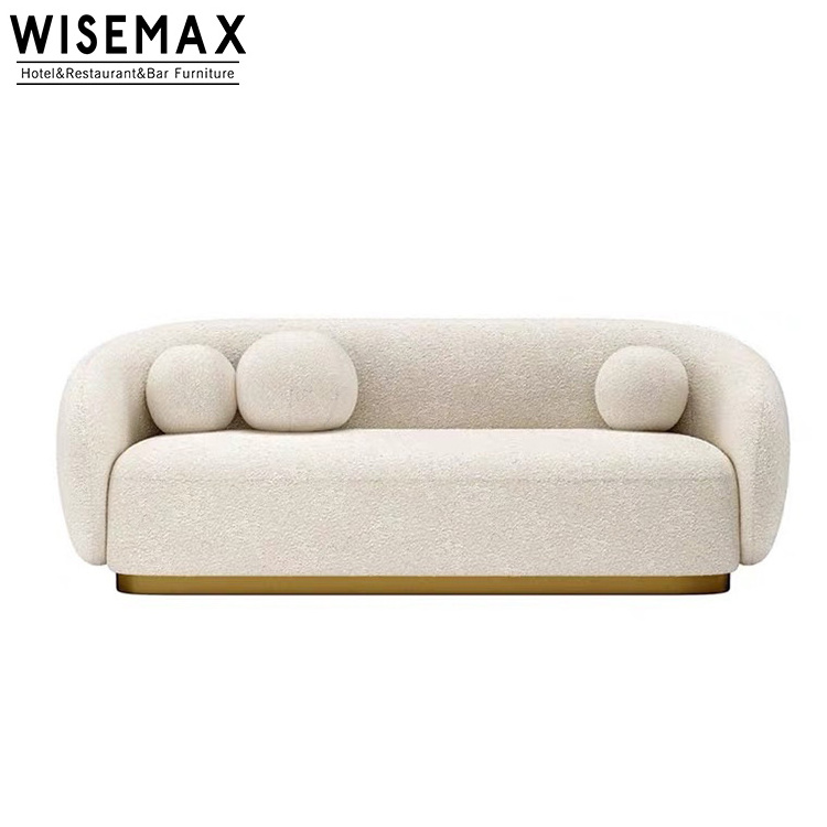 WISEMAX FURNITURE Light luxury curved shaped sofa Nordic living room stylish velvet leisure sofa set