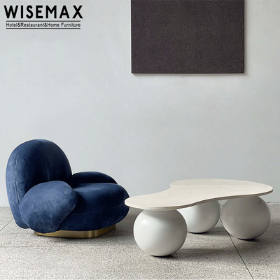 WISEMAX FURNITURE Nordic living room furniture white natural marble stone top ball shaped curve coffee table tea table for home