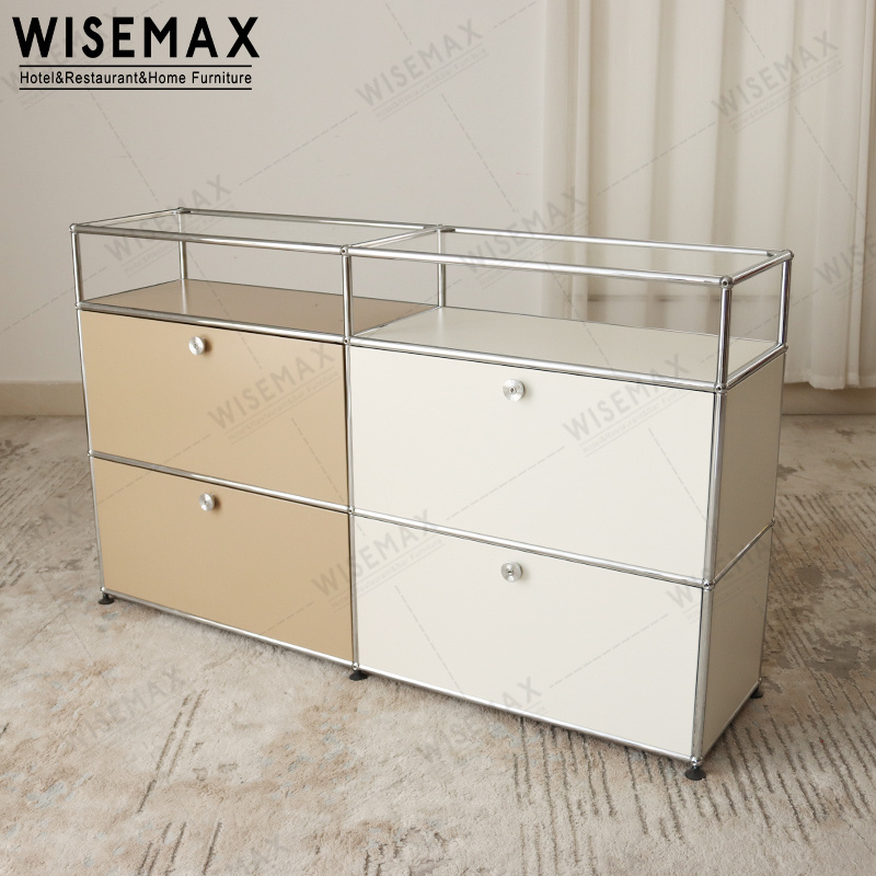 WISEMAX Japandi home modular furniture assemble metal stainless steel storage sideboard cabinet living room bedroom hallways