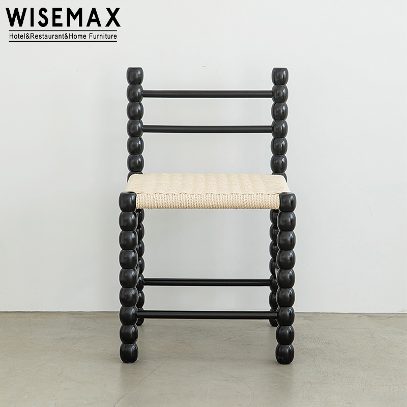 WISEMAX FURNITURE Factory wholesale restaurant furniture woven rope seat and solid ash wood dining chair for dining room