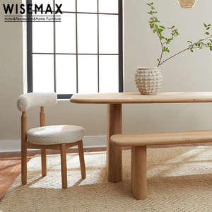 WISEMAX FURNITURE Mid century dining room furniture high backrest solid wood fabric upholstery white coffee chair for restaurant