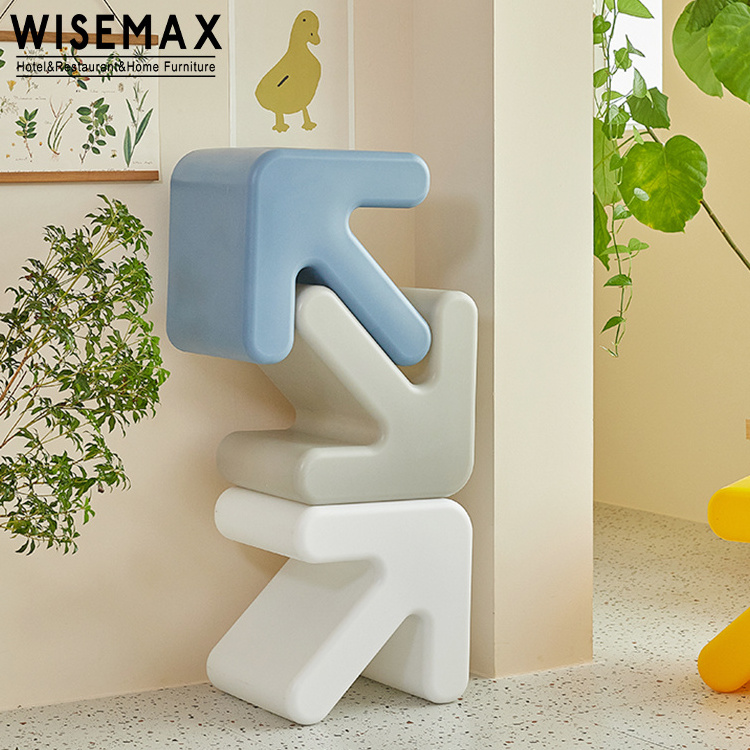 WISEMAX FURNITURE kindergarten save space plastic chair for kids small shoe stool ottoman stackable baby plastic chair