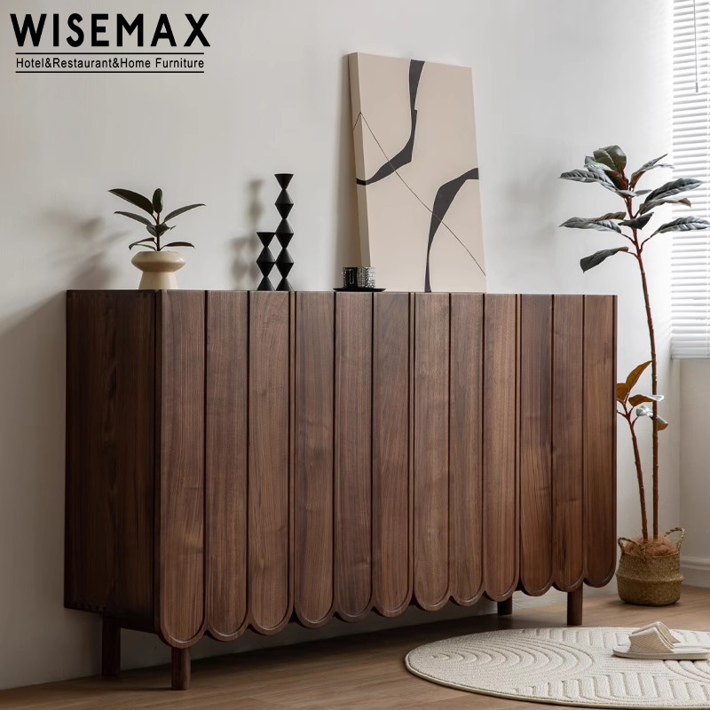 WISEMAX FURNITURE Living Room Furniture Wooden Sideboard Storage Cabinet Hotel Furniture 4Door Walnut Wood Shoe Cabinets