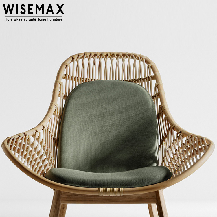 WISEMAX FURNITURE Nordic waterproof PE rattan solid wood base leisure armchair and table set outdoor garden furniture