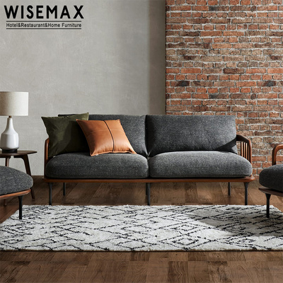 WISEMAX FURNITURE New-Chinese Style Fabric Upholstery Sofa Set Hotel Room Furniture Nordic Minimalist Solid Wood Sofa Chair