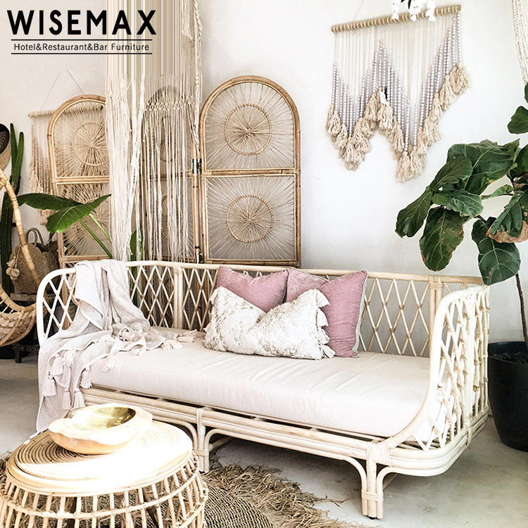 WISEMAX Nordic Style High Back Handmade Weaving Rattan Sofa Modern Hotel Homestay Patio Rattan Outdoor Garden Furniture