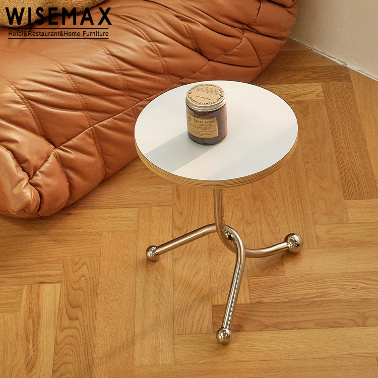 WISEMAX FURNITURE Nordic simple home furniture small round fire-proof board or terrazzo metal base coffee table for living room