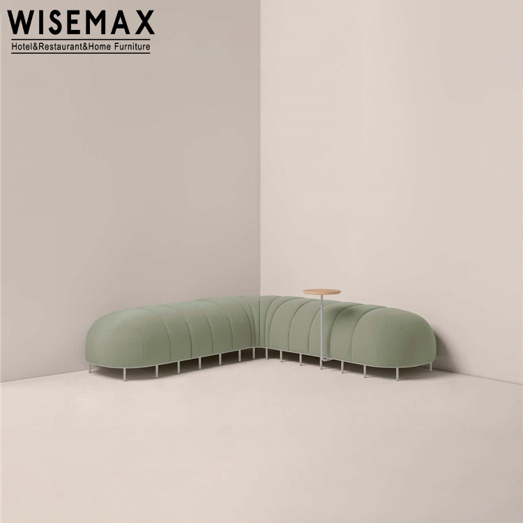 WISEMAX FURNITURE hotel lobby combination s shaped sofas set fabric long ottoman bed end bench modular sofa with side table