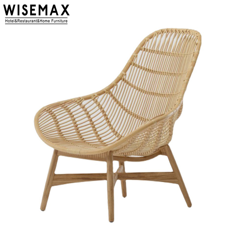 WISEMAX FURNITURE Nordic waterproof PE rattan solid wood base leisure armchair and table set outdoor garden furniture