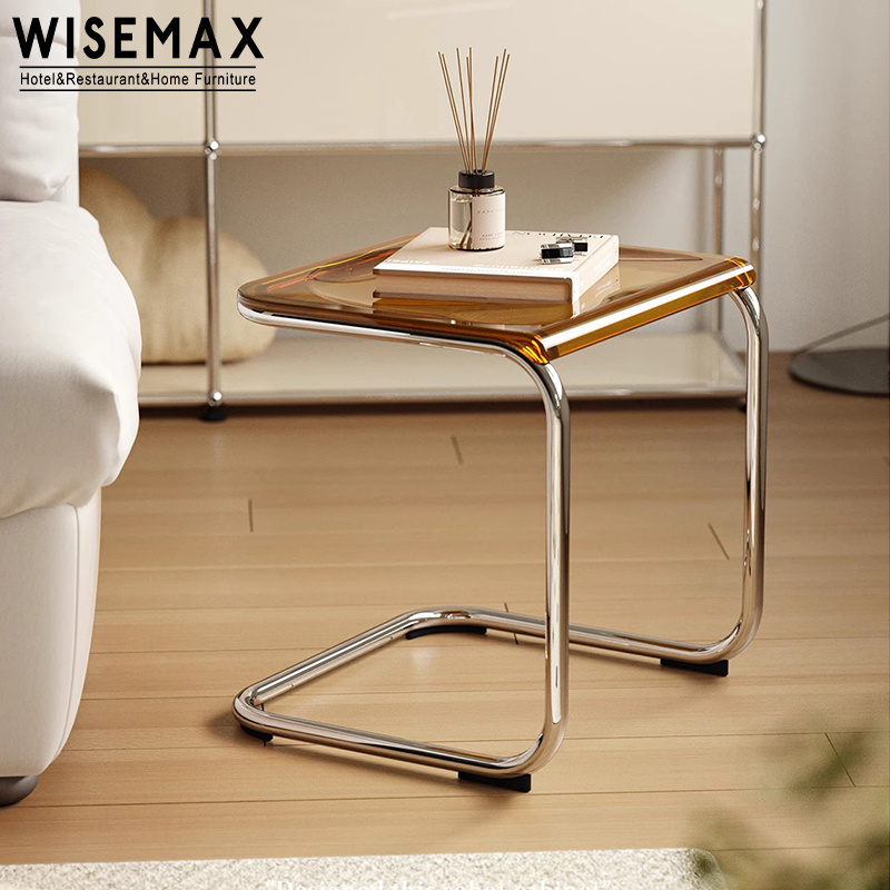 WISEMAX Nordic homestay living room simple acrylic coffee side tea end table chrome metal night stands low shoe vanity stool