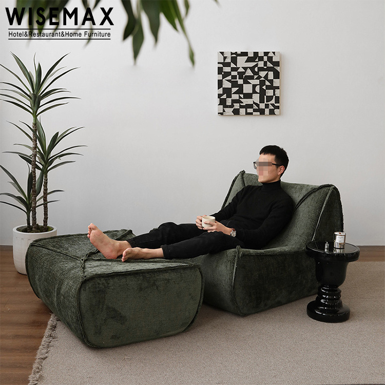 WISEMAX FURNITURE modern apartment living room sofas couch small leisure single accent chair with ottoman floor lazy bean bag