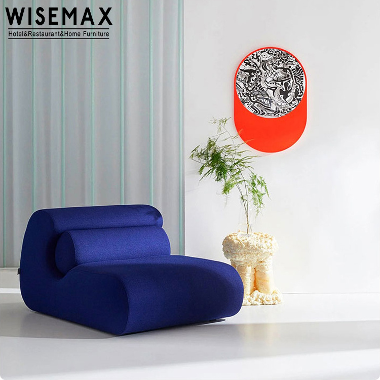 WISEMAX FURNITURE Minimalist High resilience sponge fabric lounge chair L shape linen fabric modular sofa bed with ottoman