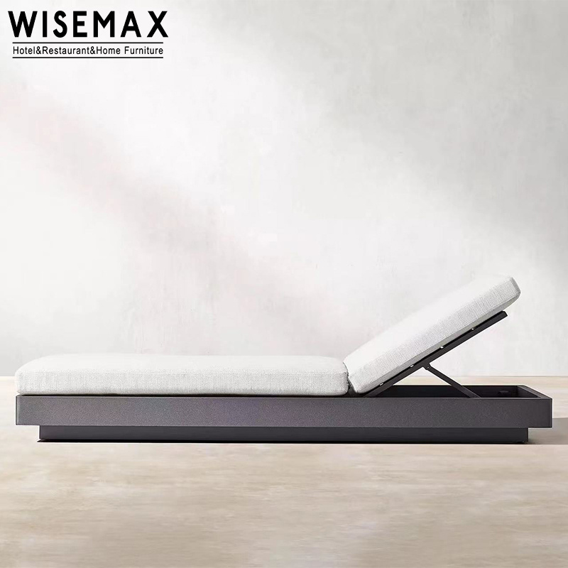 WISEMAX FURNITURE Modern chaise lounge aluminum outdoor furniture set sun lounger fabric upholstery adjustable day bed for hotel