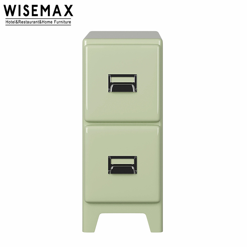 WISEMAX FURNITURE Modern Home Furniture Minimalist Green 2-drawer Wood Cabinet For Sofa Side Narrow High Design Bed Side Table