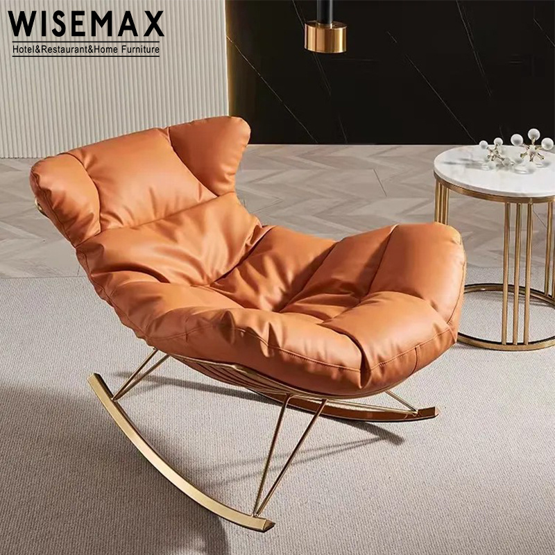 WISEMAX FURNITURE living room single sofas white chair nordic modern leather accent chair with ottoman living room rocking chair