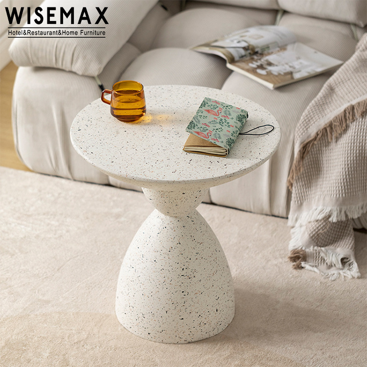 WISEMAX FURNITURE Factory wholesale round marble coffee table living room sofa corner side table white stone cafe table