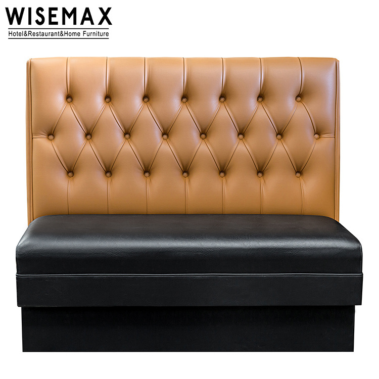 WISEMAX FURNITURE Modern classical wholesale restaurant furniture customized button tufted leather restaurant booth seating