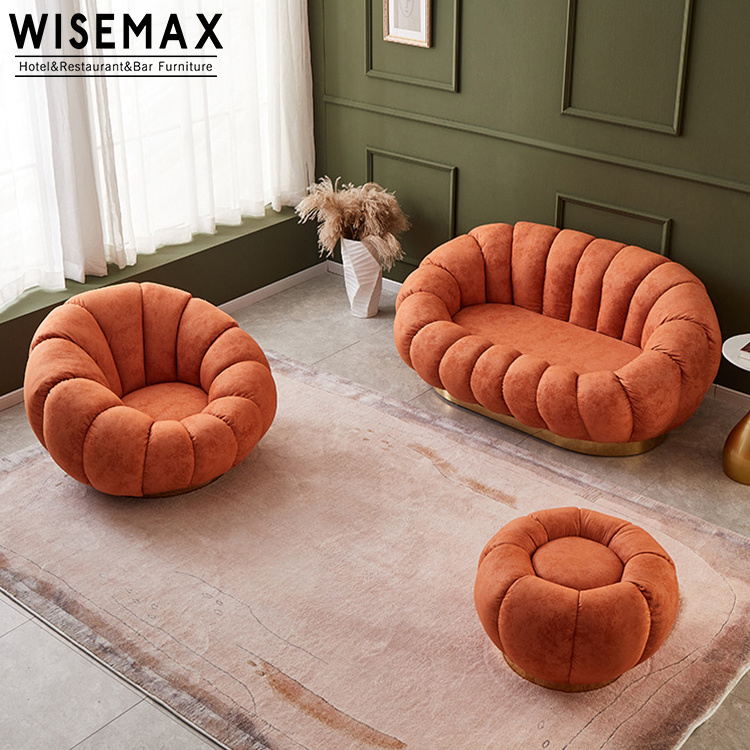 WISEMAX FURNITURE Teddy fabric living room furniture Cozy Pumpkin Shape Sofa Chairs Living Room Velvet Sofa Kids/Children Sofa