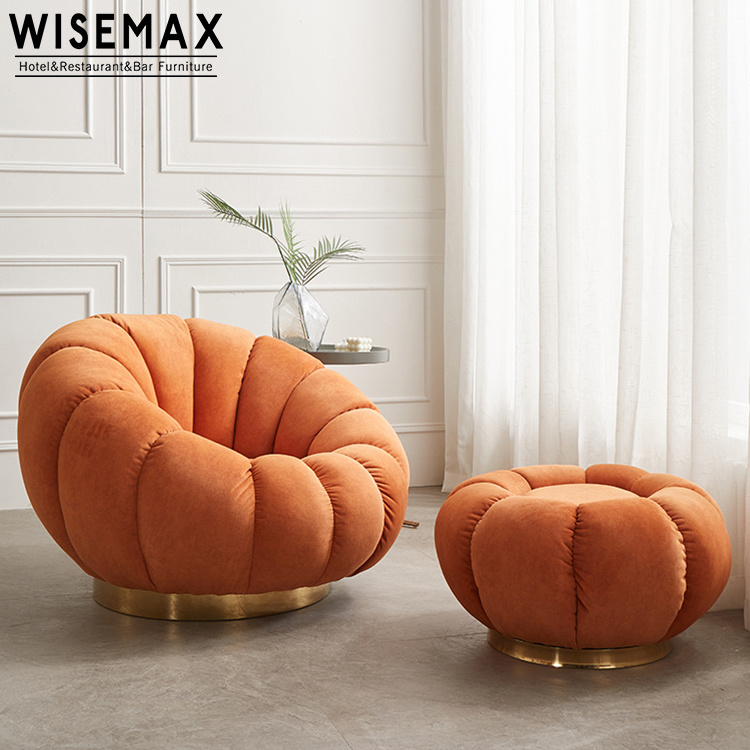 WISEMAX FURNITURE Teddy fabric living room furniture Cozy Pumpkin Shape Sofa Chairs Living Room Velvet Sofa Kids/Children Sofa