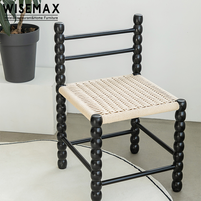 WISEMAX FURNITURE Factory wholesale restaurant furniture woven rope seat and solid ash wood dining chair for dining room