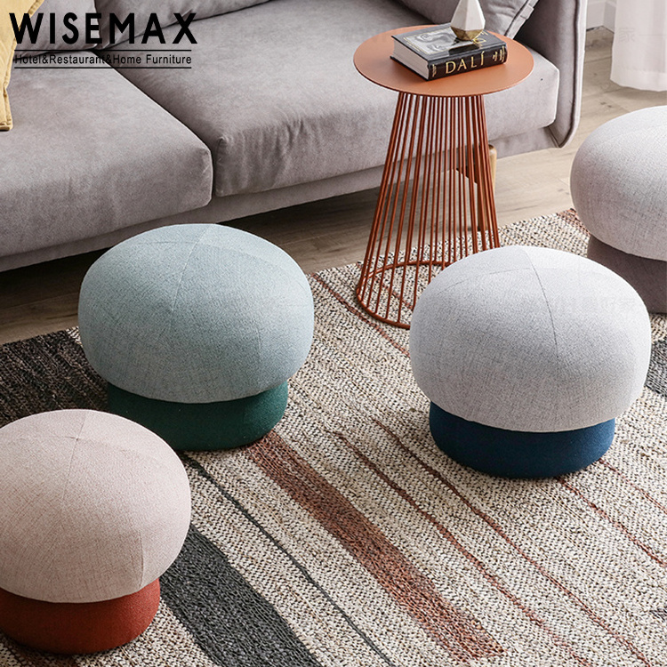 WISEMAX FURNITURE  modern living room furniture small ottoman fabric make up stool sofas footstool mushroom shaped ottoman chair