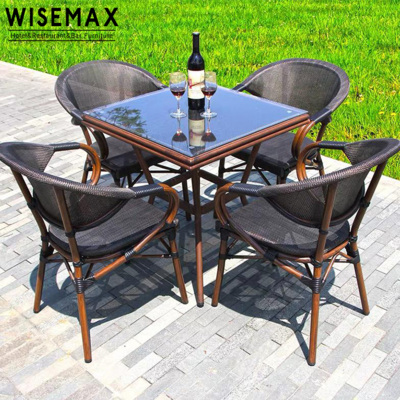 WISEMAX FURNITURE Cheap plastic bistro patio rattan garden outdoor table and chair furniture set