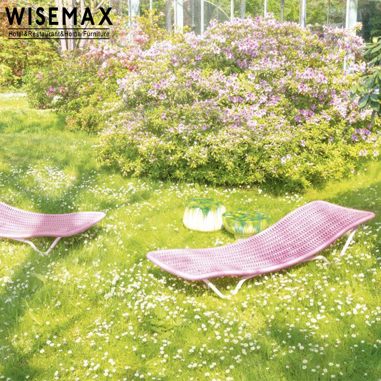 WISEMAX FURNITURE Nordic outdoor furniture L shape aluminum frame waterproof woven rope rattan lounge chair sofa for garden