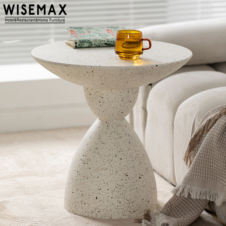 WISEMAX FURNITURE Factory wholesale round marble coffee table living room sofa corner side table white stone cafe table