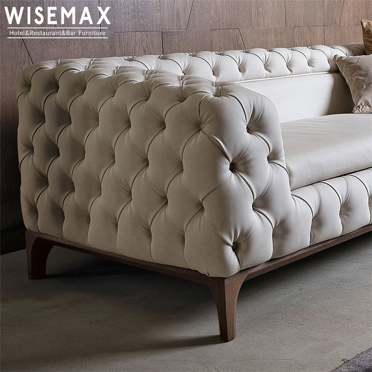 Luxury leather cushion solid wood structure pull clasp sofa  Living Room Home Sofas Sets Furniture Modern