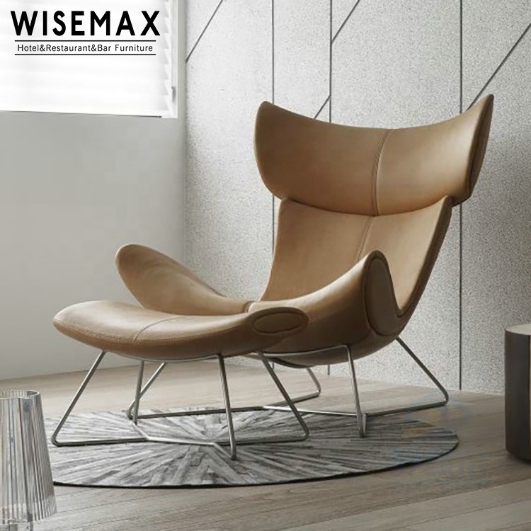 Wholesale Modern Reclining Hotel Lounge Chair Leisure Design Tan Leather Living Room Lounge Chair With Ottoman