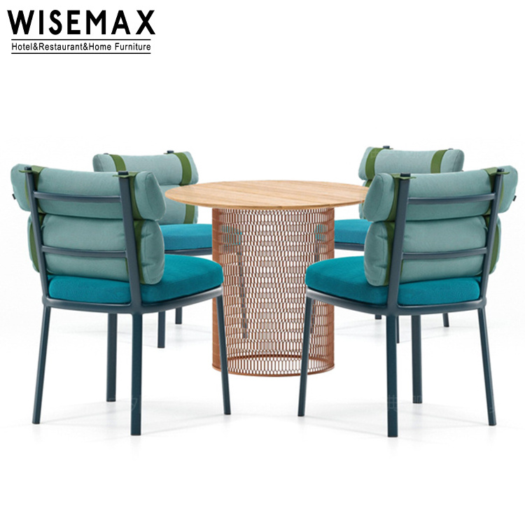 WISEMAX FURNITURE outdoor furniture patio chair set aluminium frame waterproof cushion dining chair table set for hotel garden