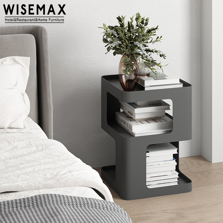 WISEMAX FURNITURE Modern designer new corner small table metal bedside table modern side table with book shelf