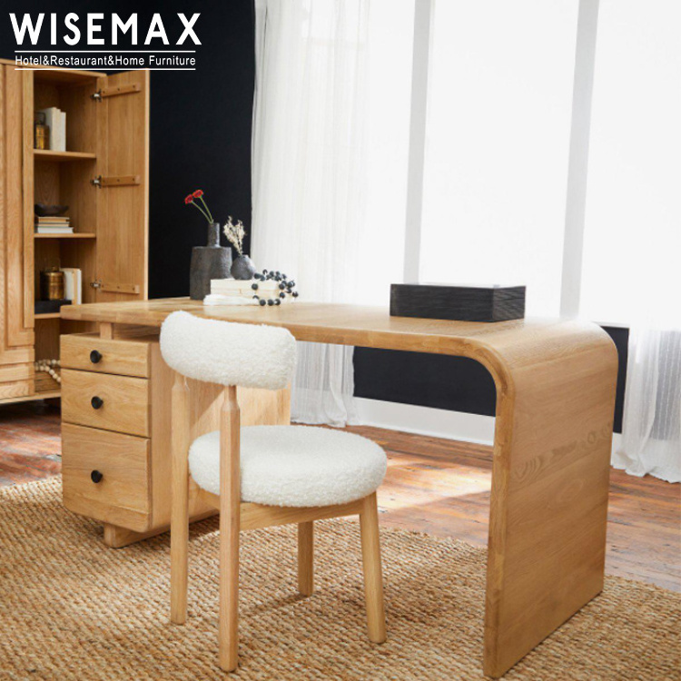 WISEMAX FURNITURE Mid century dining room furniture high backrest solid wood fabric upholstery white coffee chair for restaurant