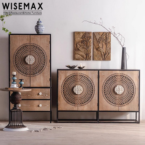 WISEMAX Vintage retro living room decoration cabinet hall way entrance sideboard storage wood french display shoe cabinet