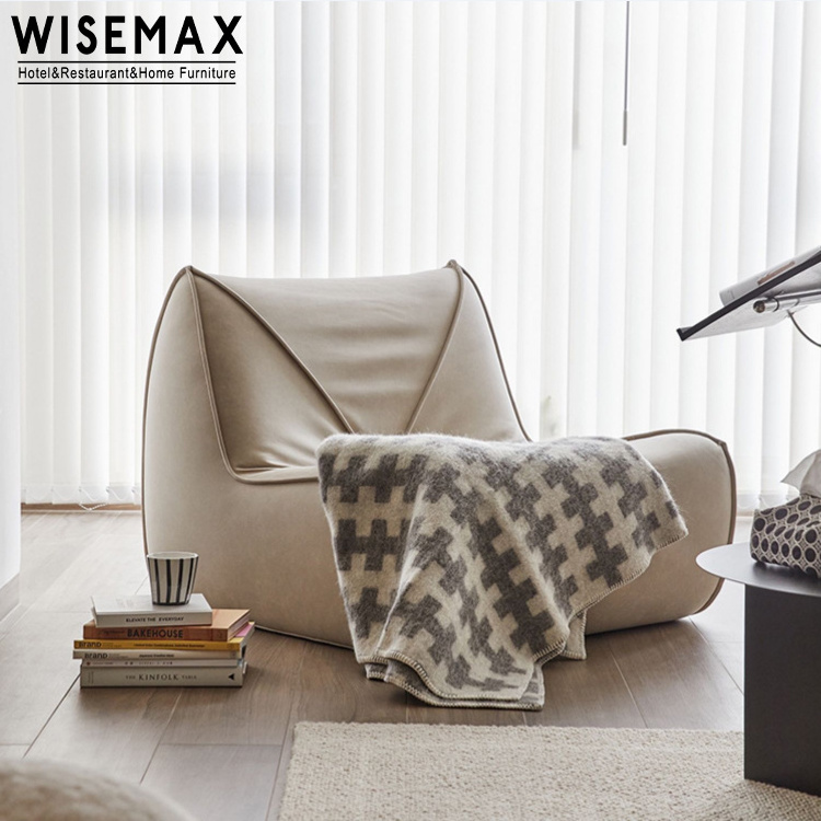 WISEMAX FURNITURE modern apartment living room sofas couch small leisure single accent chair with ottoman floor lazy bean bag