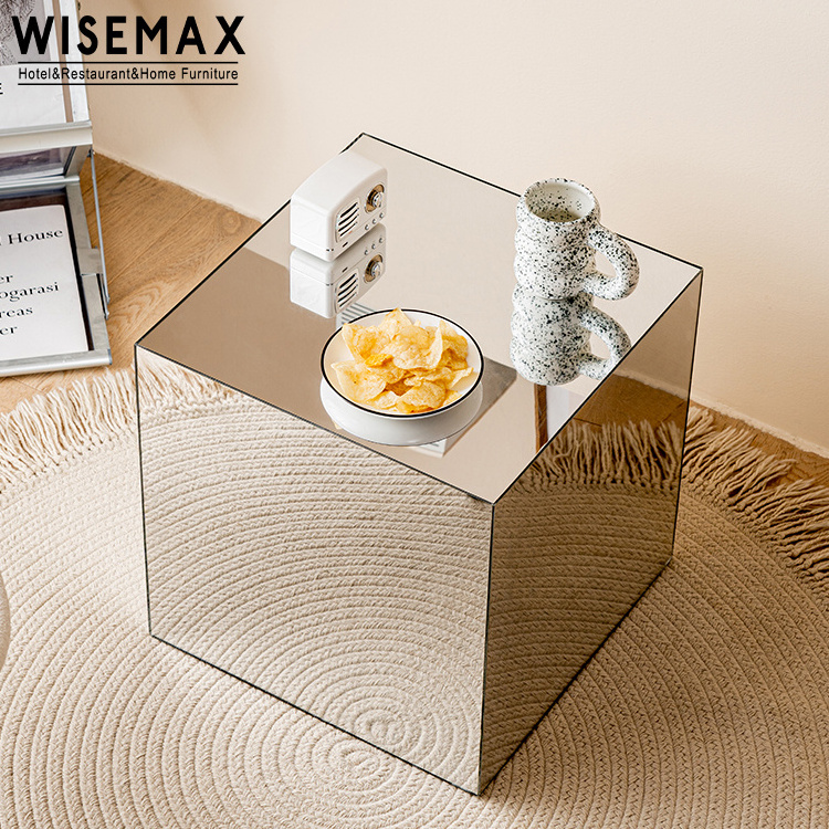 Wisemax Furniture Wholesale fashionable cube acrylic small side table mirror square smart creative coffee table