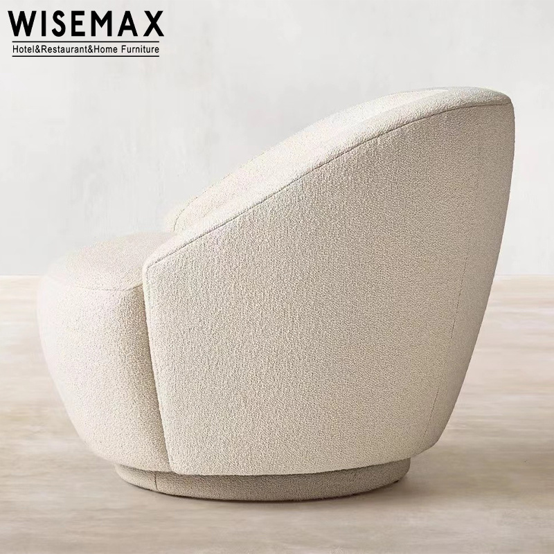 WISEMAX modern living room lounge chair swivel accent chair boucle upholstery rounded teddy arm single sofa chair bedroom